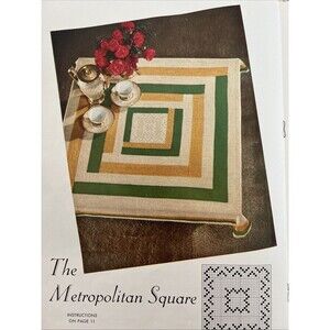 1940's Mid-Century Bedspread Crochet Pattern Filet Lace Metropolitan Square 40"